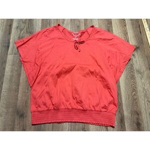 Sonoma Life Style T-Shirt Womens XL Red Casual Smocked Waist Excellent